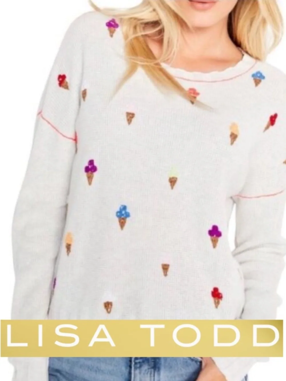 Lisa Todd 'What's the Scoop' cream sweater, M, 2630 - Picture 1 of 5
